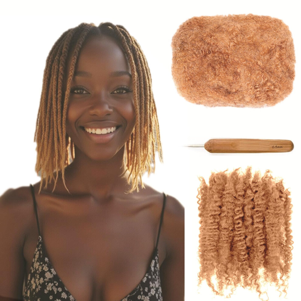 Unisex Brown 10 Inch Afro Kinky Human Hair Bulk For Braiding Locs And Twists, 4C Texture Match