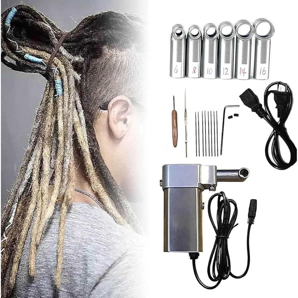 Unisex Electric Dreadlock Tool With Triple Needle, Speed Loc Creation, 6 Head Sizes For Diy Hair