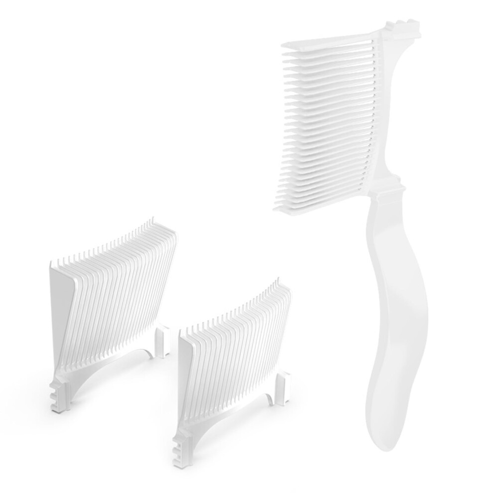 Unisex White Professional Barber Fade Comb Set With Detachable Handle And 3 Replacement Heads For Precise Blending Â
