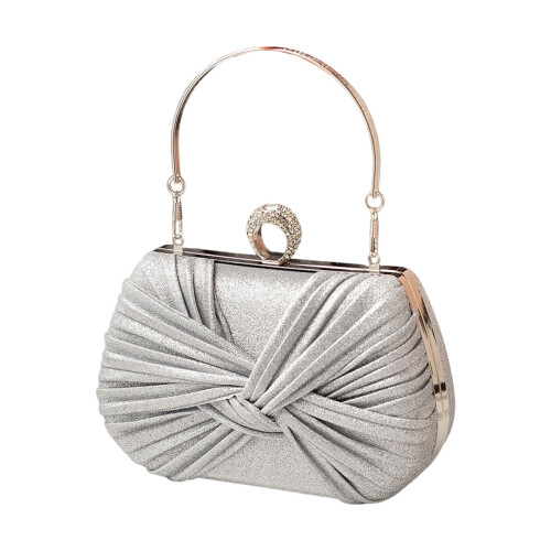 Modische, mit Strasssteinen verzierte Abendtasche,-Silber