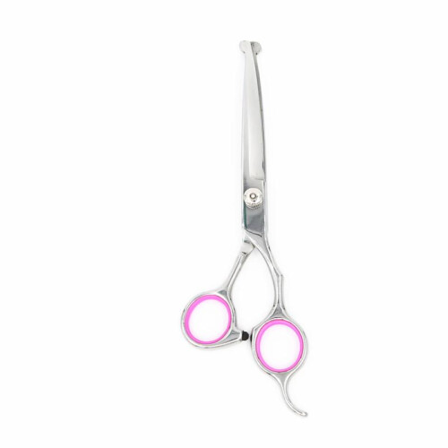 Hundeschere gebogen 19 cm Silber/Rosa 1