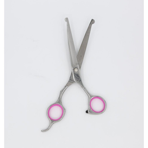 Hundeschere gebogen 19 cm Silber/Rosa 2