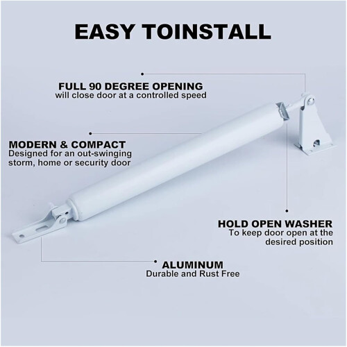 Automatic Door Closer Set with HoldOpen Window Bracket and Adjustable Closing Speed 2