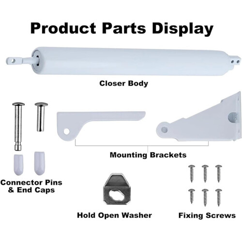 Automatic Door Closer Set with HoldOpen Window Bracket and Adjustable Closing Speed 1