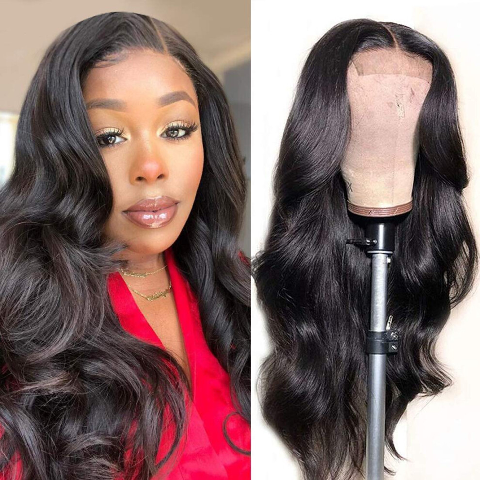 Unisex 22 Inch 4X4 Lace Front Human Hair Wig, Preplucked Brazilian Virgin Hair, Straight 150% Density