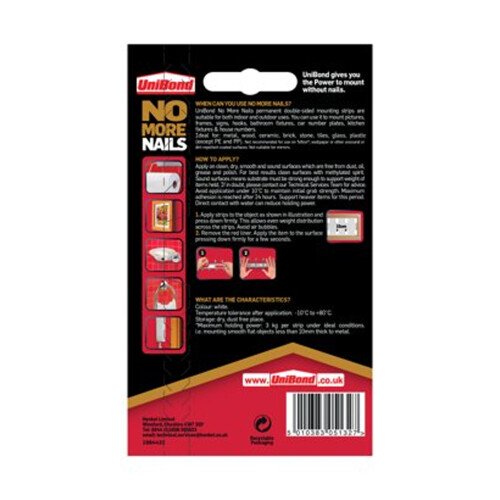 Unibond UniBond No More Nails Permanent Strips 10pk 1