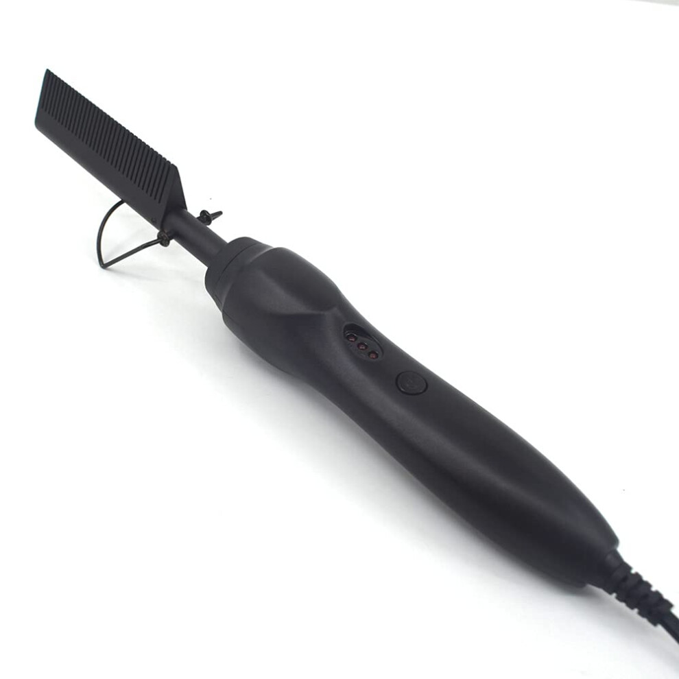 Unisex Black Hair Straightening Comb With Fast Ceramic Heating For Wet And Dry Hair, Adjustable Temperature,