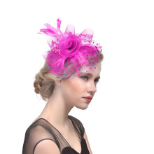 Chapeaux bibis Yubnlvae pour femmes - Pince à cheveux en maille fleurie et plumes, idéale pour les mariages, les goûters et les cocktails de