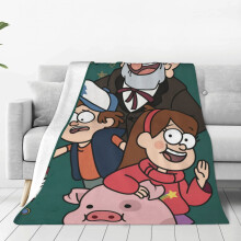 Roztomilá anime deka Gravity Falls, kompatibilní se všemi ročními obdobími, super měkká, lehká a útulná flanelová deka pro děti,