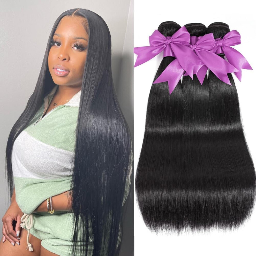 Unisex 12A Brazilian Straight Virgin Hair Bundles 2226 Inch Double Weft Natural Human Hair Extensions