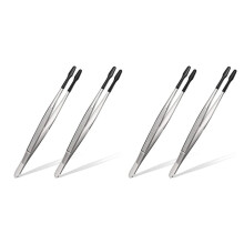 4 Pieces of Rubber Tip Tweezers PVC Silicone Precision Tweezers Laboratory Industrial Hobby Craft Tweezers Tool-Black