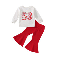 Toddler Baby Girl Christmas Outfits 6 9 12 18 24 Months 2 3 4 Years Sweatshirt Sweater Top+ Flared Pants Fall Winter Clothes Set