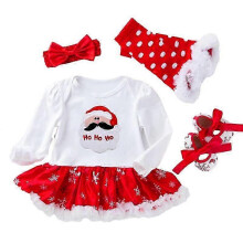 (12 to 24M, A4) Baby Girls Christmas Outfit Set For Baby Layette And Christening