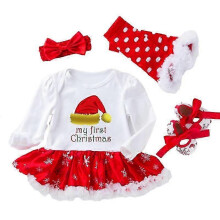 (12 to 24M, A3) Baby Girls Christmas Outfit Set For Baby Layette And Christening