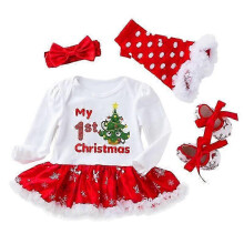 (3 to 6M, A1) Baby Girls Christmas Outfit Set For Baby Layette And Christening