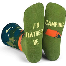 I'd Rather Be Camping (Green/Blue)- Funny Socks Novelty Gifts for Men, Women and Teens