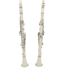B Flat Student Clarinet 17Key White with NickelPlated Keys, Clear Rich Tone for Beginners