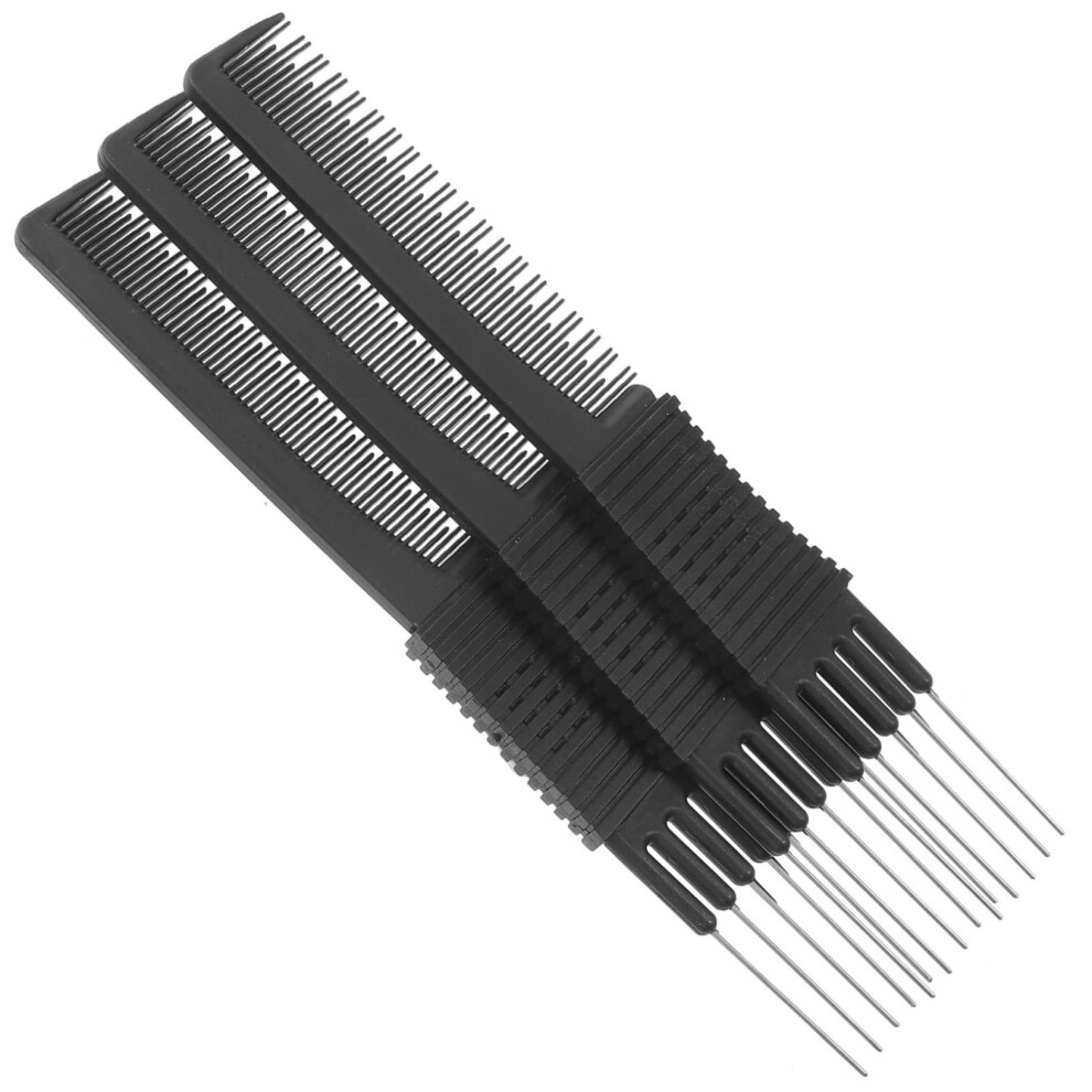 Unisex 3Pcs Anti Static Hair Styling Comb Set With Steel Needle Tail For Braiding And Sectioning
