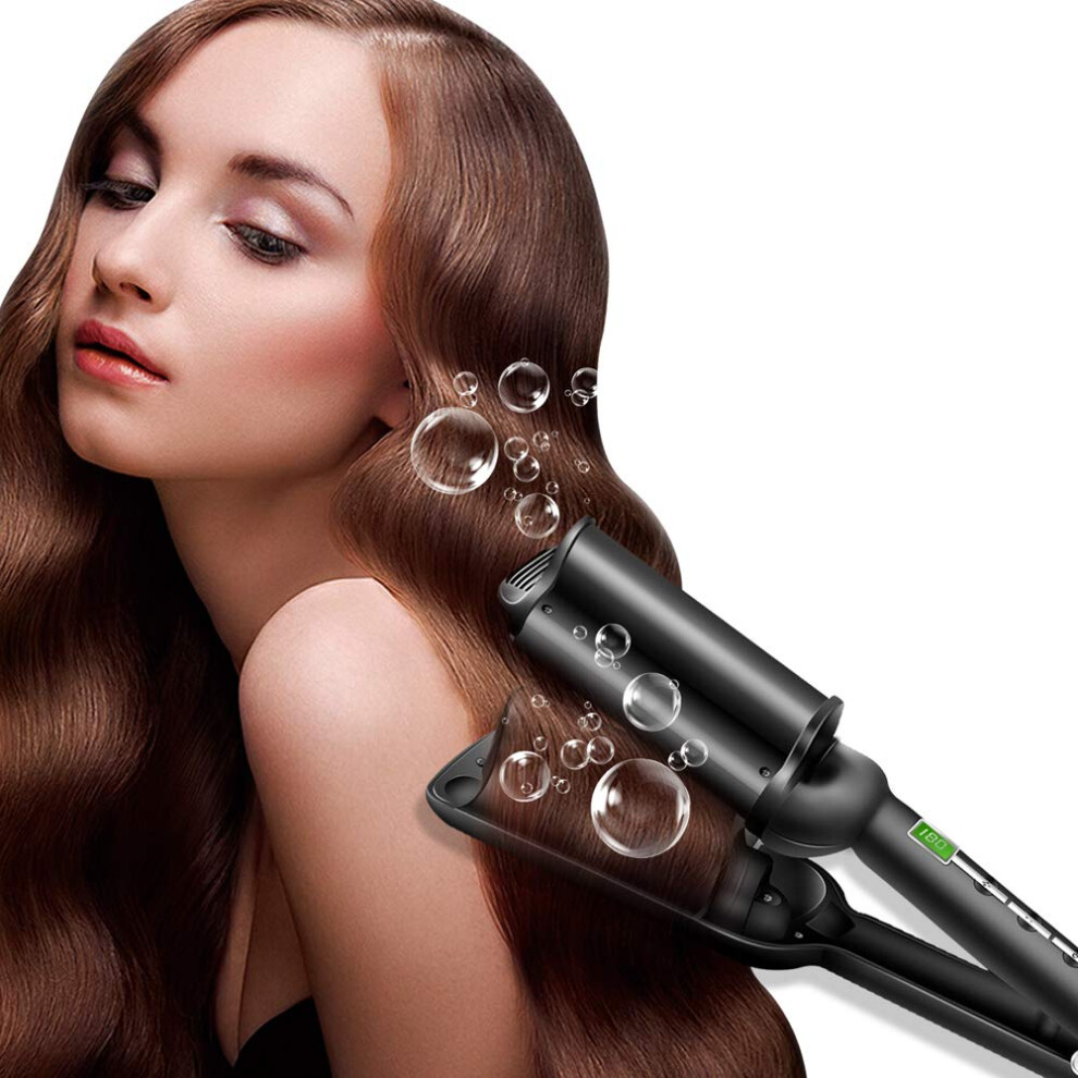 Professional Triple Barrel Curling Iron Ceramic Hair Curler with Adjustable Temperature and Universal Voltage