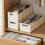 2Pcs Stackable Plastic Storage Drawer with Expandable Design and Handles Ivory 2