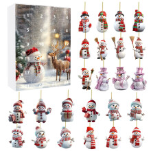 Calendrier de l'Avent Bonhomme de neige DAMAI 2025, compte à rebours de Noël de 24 jours avec 24 décorations de sapin en acrylique en forme de