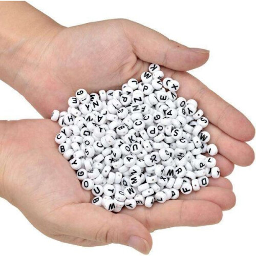 200 stk. bogstavperler, bogstaver - 4x7 mm - sorte 2