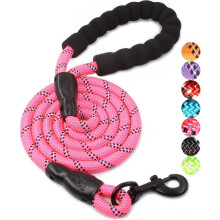 Guia de corda para cães de 1,5 m com alça acolchoada confortável, fios altamente refletivos, guia para cães de porte médio e grande, 1,27 cm,
