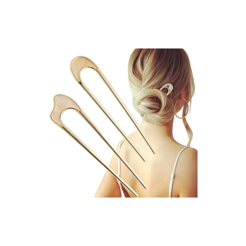 Large French Hairpin, Metal U-Shaped 2 Pin Buns Hairpins For Women Girls Color-2 9173940142244