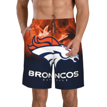 Brístí trá ócáideacha Towel_Denver_Broncos do fhir, muinchille gearr le lógó na foirne peile do lucht leanúna baseball