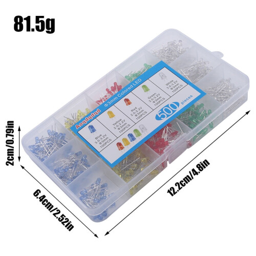 jixopn3MM Leuchtdioden-Sortiment, 100 Stück/Farbe, LED-Sortiment 2
