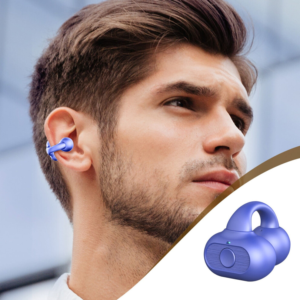 Avtoify Earring Wireless Earbuds Bluetooth 5.3 Long Duration Playback Open Ear Headphones For Men,Women,And Kids- Black/Blue 9173940144323
