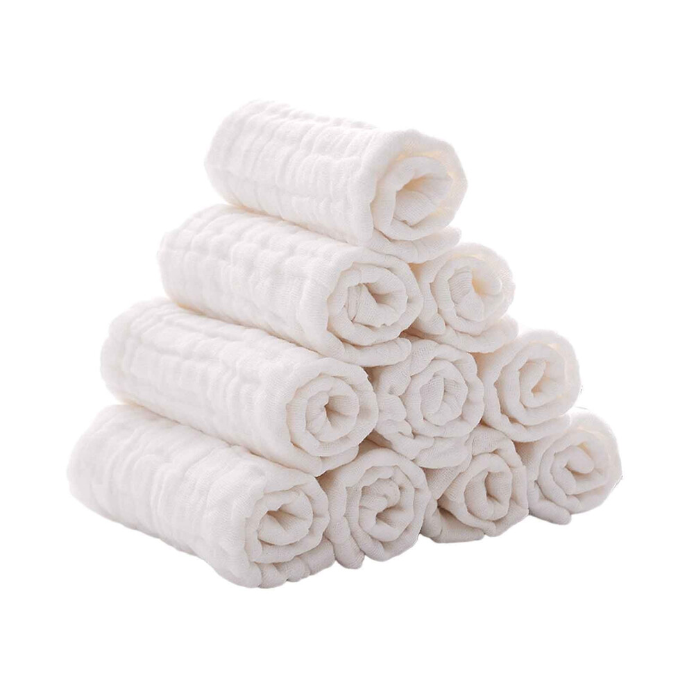 Ularma Neutral Beach Towel Charisma Towels Bath 10Pcs Baby Muslin Washcloths Compatible With Sensitive Skin, Baby Face Towel, Baby Wipes White