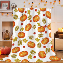 Cailmei And Thanksgiving Pumpkin Blanket Lightweight And Warm Flannel Wool Blanket Comfortable And Soft For Both Men And Women White