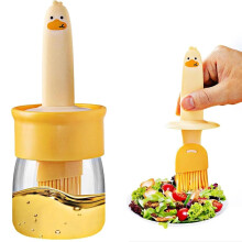 Oil Dispenser Bottle with Silicone Basting Brush for Cooking, Baking and Grilling (Pack of 1)