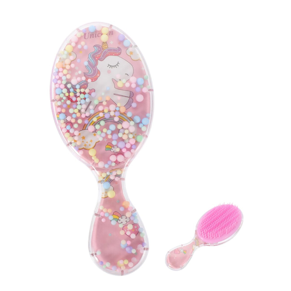 Pink Gentle Curl Detangling Hair Brush, Compact Wet And Dry Comb For Kids Travel Styling