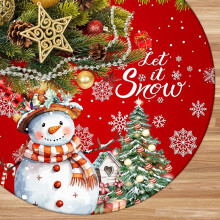 Rode kerstboomrok van 48 inch met sneeuwpop en sneeuwvlokken, "Let It Snow" landelijke kerstdecoratie voor een feestje (compatibel met rode