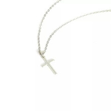 Colares RSAMD Fashion Cristãos com Cruz de Jesus em Cores Douradas e Prateadas com Corrente Longa - Prata