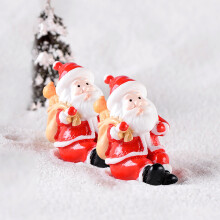 Conjunto de 2 peças de artesanato em resina com miniaturas de Papai Noel e boneco de neve para decoração de presentes.