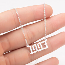 Collana con ciondolo a forma di numero dell'anno di nascita Yesbay 1980-2019 in acciaio inossidabile con catena - Argento 1993