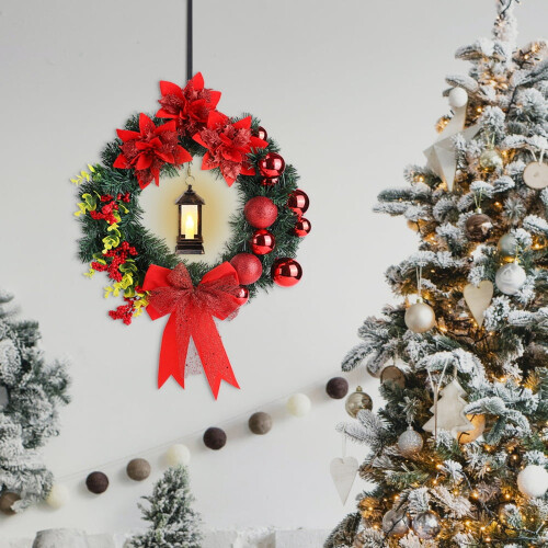 Enfeite de Natal Prettyui de 40 cm (15,7 polegadas) para pendurar na porta, com guirlanda natalina. 1