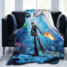 Manta de pelúcia extragrande de Como Treinar o Seu Dragão, em fleece, macia, quente e leve, ideal para sofá, cama e poltrona. Mede 101,6 cm x 76,2