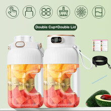 Clearance! Lssam Glass Bottles with Lids, Portable Juicer Cup w/ Digital Display, USB Rechargeable, Smoothie Cup - 2024 New