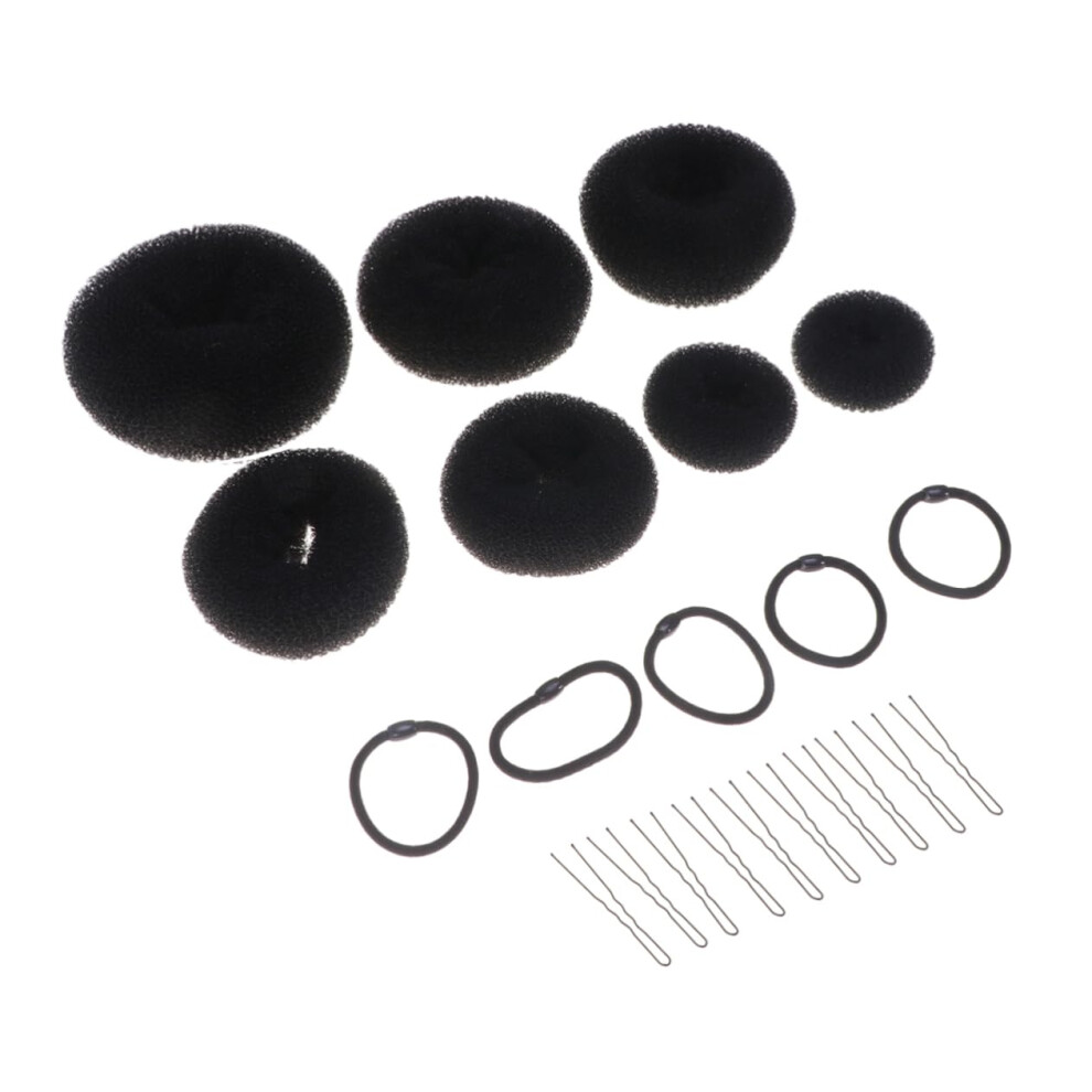 Hair Bun Maker Set with UShaped Clips and Elastic Ropes for Secure Elegant Updos and Dance Styles