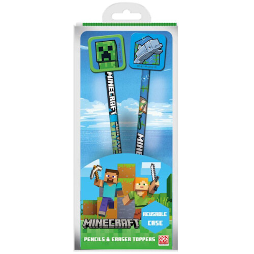 Μολύβι και διακοσμητικό Minecraft Icon (2 τεμάχια) Ένα μέγεθος Μπλε/Πράσινο Μπλε/Πράσινο