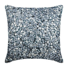 Capa de almofada azul turquesa com lantejoulas metálicas 3D, 35x35cm, design abstrato com glitter, toque sedoso, cor sólida - Tesouro Prateado