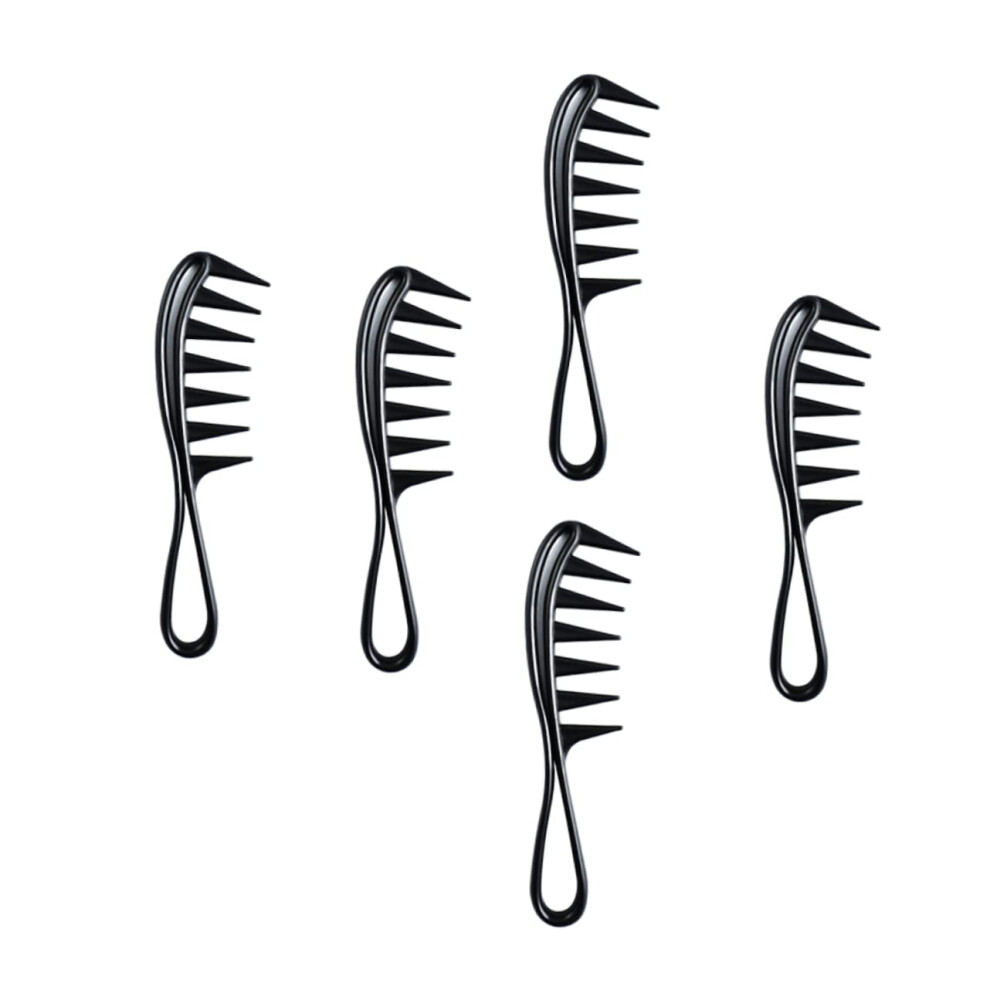 Unisex 5Pcs Antistatic Wide Tooth Hair Comb Set For Gentle Wet Hair Detangling And Barber Use