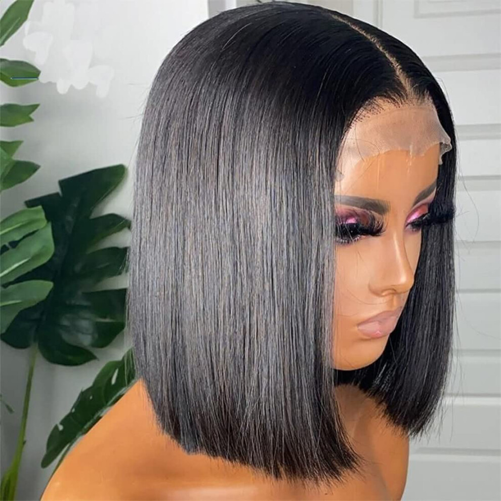 Human Hair Bob Wig 12 Inch 200% Density Pre Plucked 4x4 HD Lace Closure Glueless for Black Women