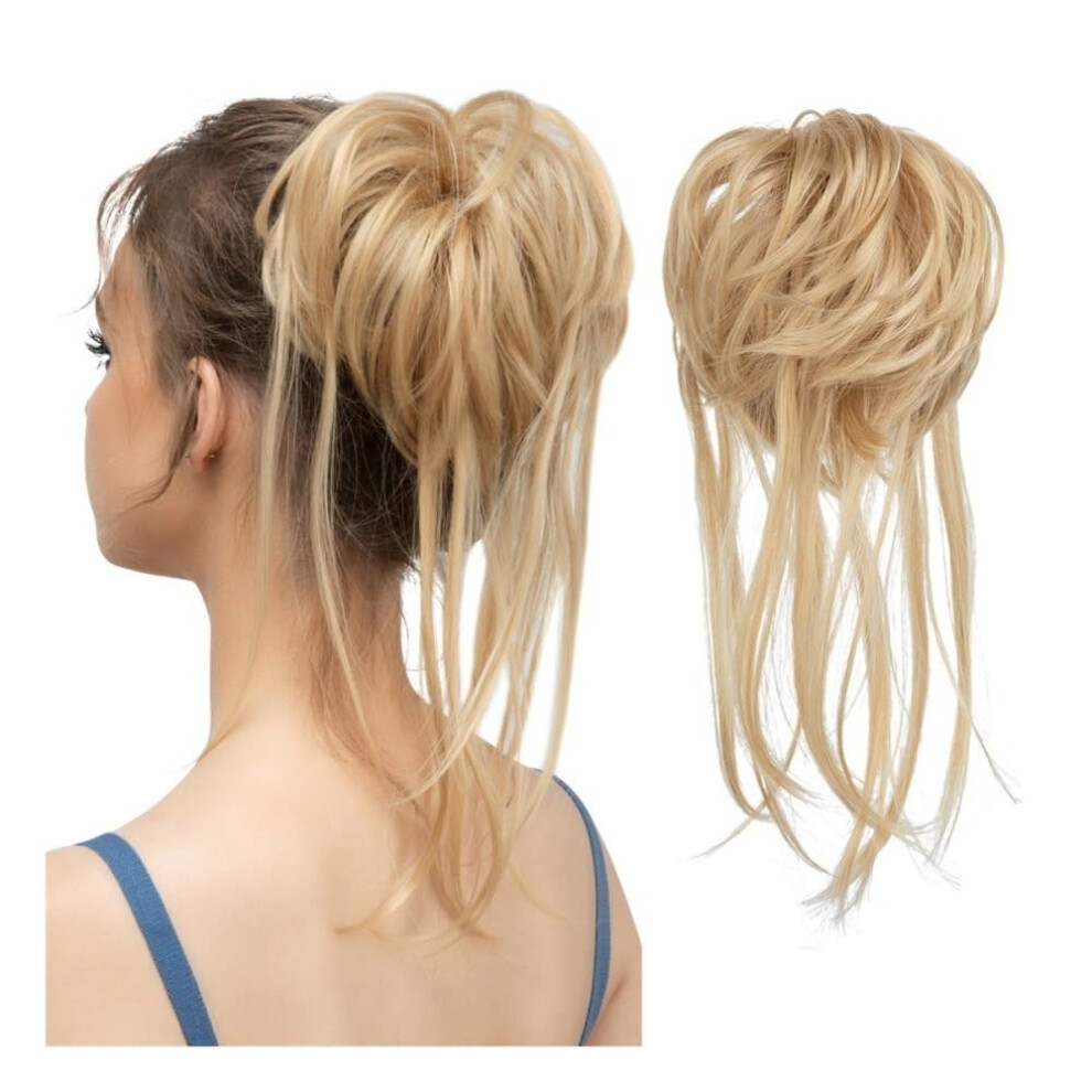 Unisex Gold Bun Wig, A Fluffy And Hair Accessory, Ideal For Bun Updos And Hair Styling,Messy Bun Wig(Gold)