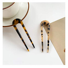 2 Pieces French Style UShaped Hair Pins Cellulose Acetate for Thick Hair Buns and Updos