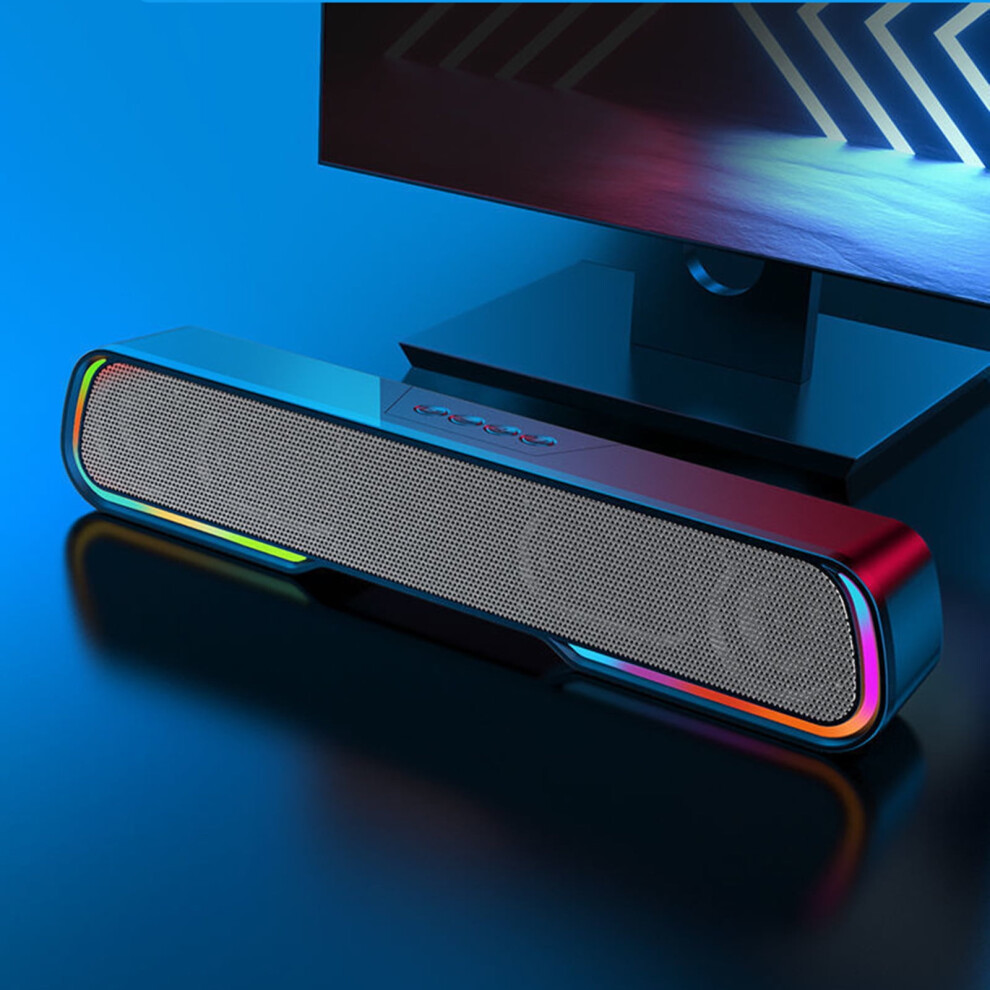 Paveos Desktop Rgb Cool Lights Bluetooth Speaker With Hifi Sound & Subwoofer, Compatible With Devices, Black 9482828445385